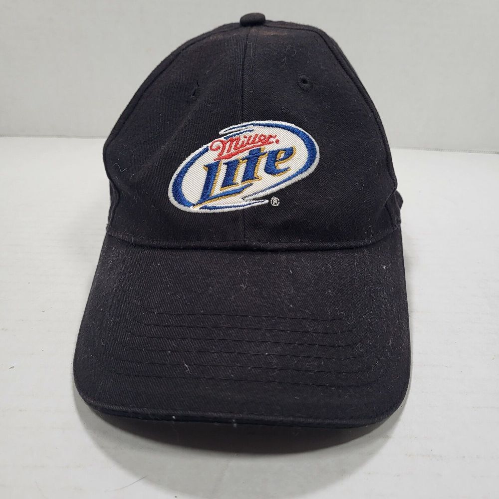 Miller Lite Beer Black Hat One Size Adjustable Hook Loop